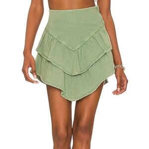 The Ruffle Mini Skirt in Loden Frost by MOTHER Size 27